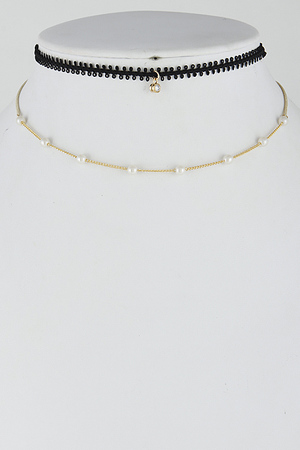 Thin Daily Summer Faux Pearl Choker Necklace 6HCE7
